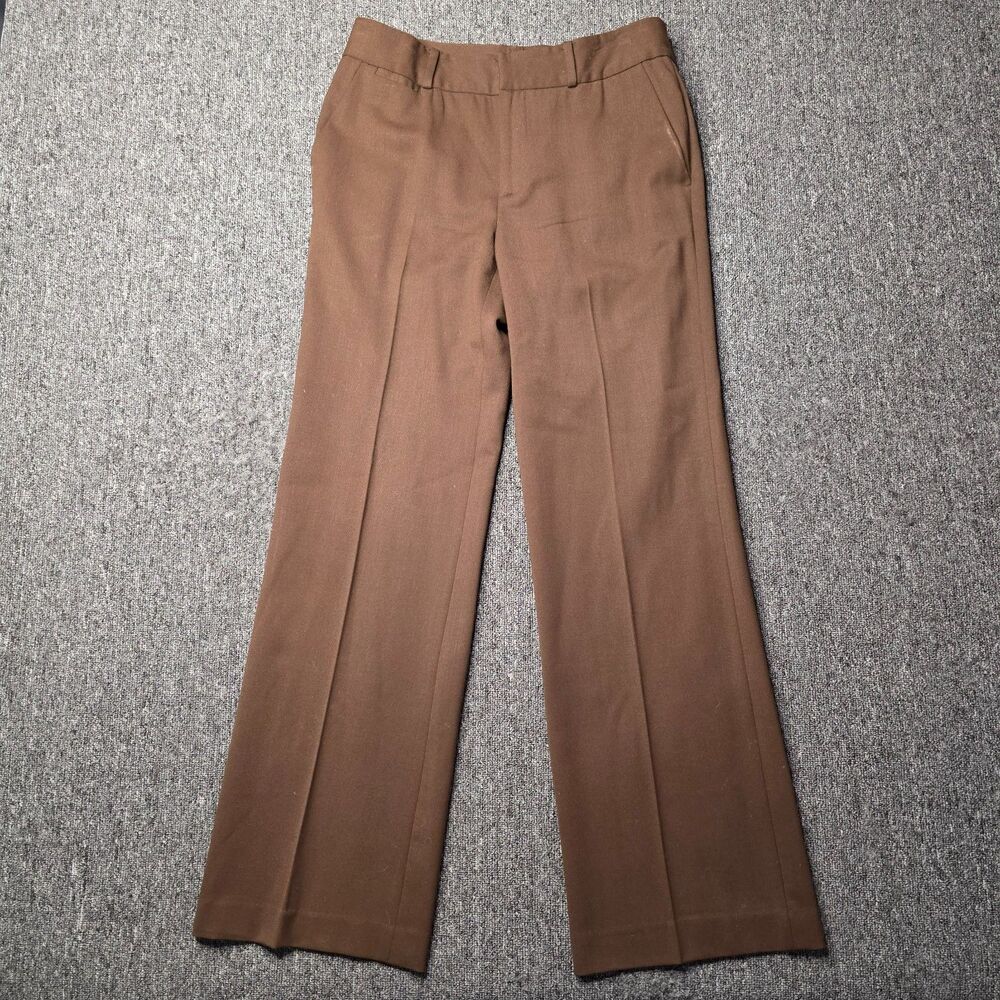 Lauren Ralph Lauren Women’s Wool Pants 6 Brown Straight Leg Hook Zip Trousers